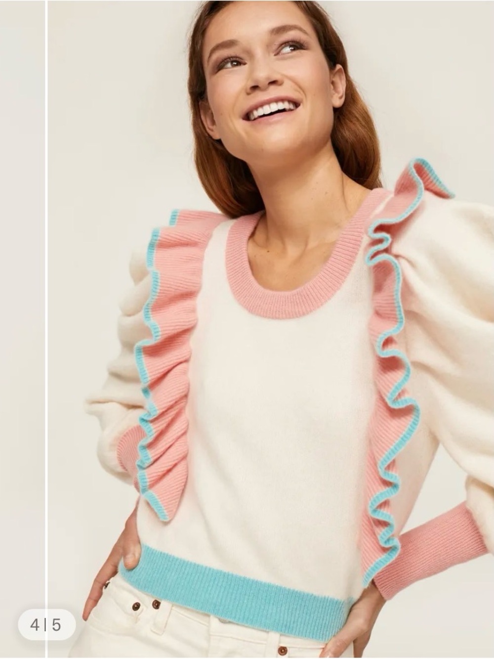 LoveShackFancy Greece Ruffle Cashmere Wool Cropped Knit Sweater coquette whimsy